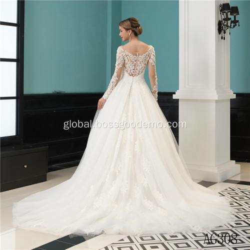 Ungrouped Long Sleeve Lace White Bridal Gowns regular sleeve wedding dresses Supplier